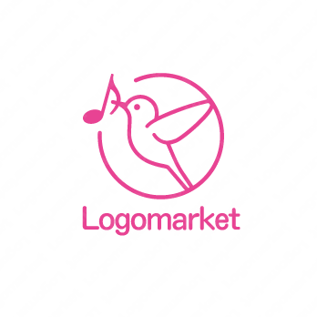 鳥と音符と音楽のロゴ