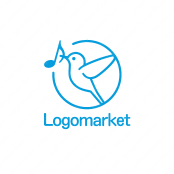 鳥と音符と音楽のロゴ