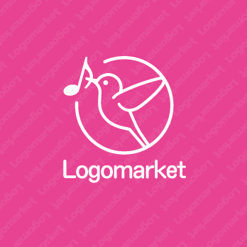 鳥と音符と音楽のロゴ