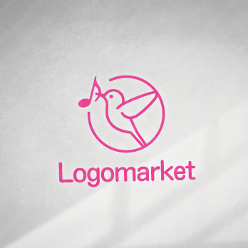 鳥と音符と音楽のロゴ