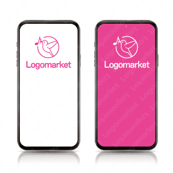 鳥と音符と音楽のロゴ