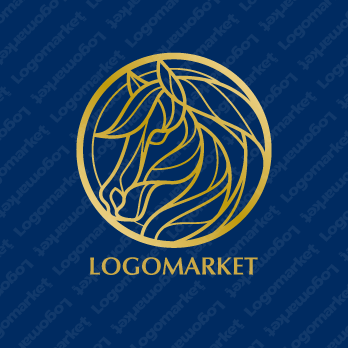 馬と線とエンブレムのロゴ