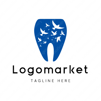 歯と青空と鳥のロゴ