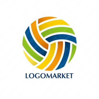 球とカラフルとストライプのロゴ