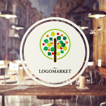 木の実と安心と満足感のロゴ