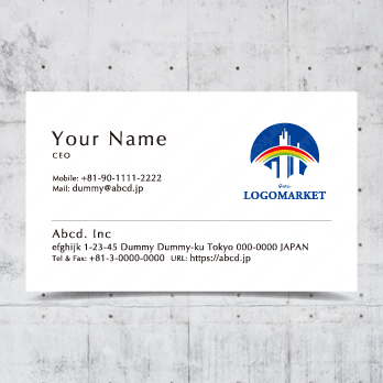 ビル群と虹と青空のロゴ