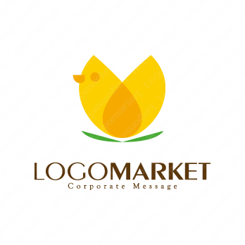 鳥と成長と花のロゴ