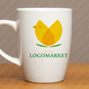 鳥と成長と花のロゴ