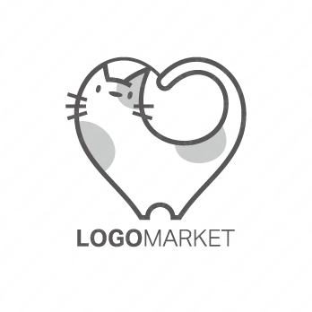 猫とハートとキャットのロゴ
