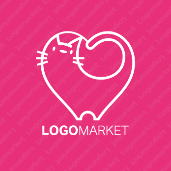 猫とハートとキャットのロゴ