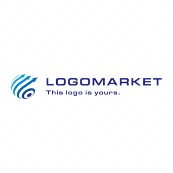 惑星と万有引力と上昇のロゴ