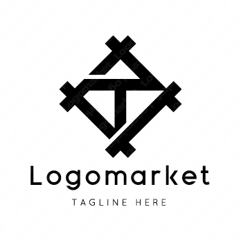 Tと家紋と文字紋のロゴ