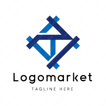 Tと家紋と文字紋のロゴ