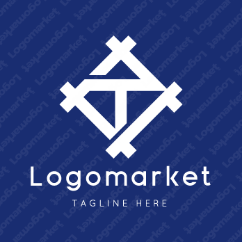 Tと家紋と文字紋のロゴ