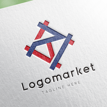 Tと家紋と文字紋のロゴ