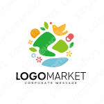 山と自然と鳥のロゴ