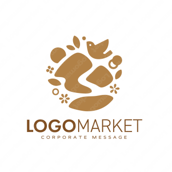 山と自然と鳥のロゴ