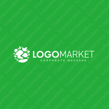 山と自然と鳥のロゴ