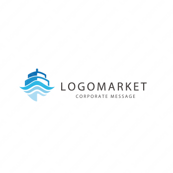 海と波と航海のロゴ