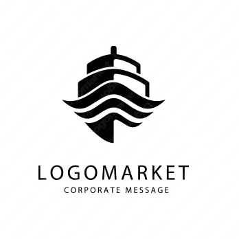海と波と航海のロゴ