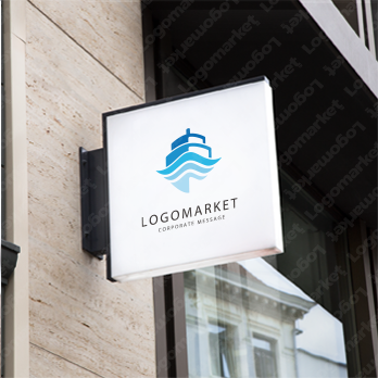 海と波と航海のロゴ