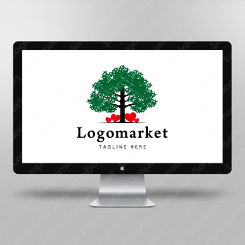木とハートと心のロゴ