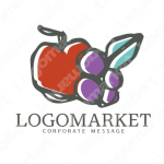 リンゴとブドウとグルメのロゴ