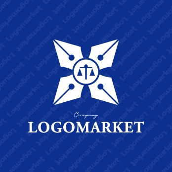 万年筆と天秤ばかりとプロのロゴ