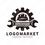 工事とヘルメットと堅実のロゴ