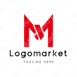 Mと一重結びと和風のロゴ