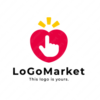 ハートと手とチェックのロゴ