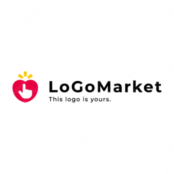 ハートと手とチェックのロゴ