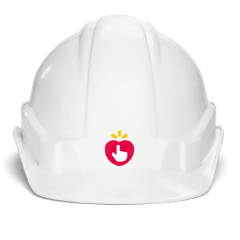 ハートと手とチェックのロゴ