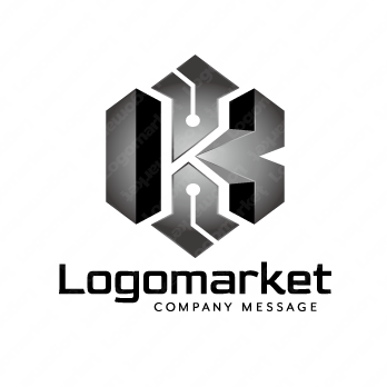 Kと回路と立体的のロゴ