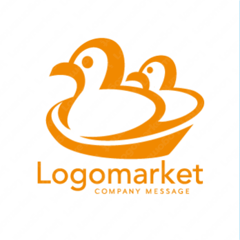 アヒルと親子と親しみやすさのロゴ