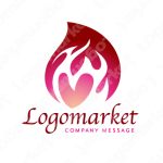 ハートと炎と恋愛のロゴ