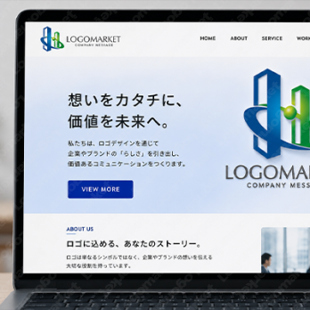 Hとビルとスピード感のロゴ