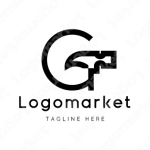 Gとネイルハンマーと工具のロゴ