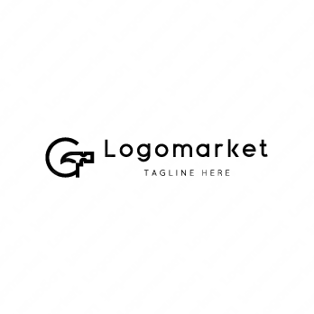 Gとネイルハンマーと工具のロゴ