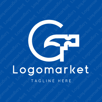 Gとネイルハンマーと工具のロゴ