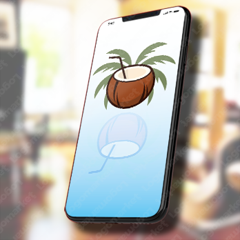 ココナッツジュースとヤシの実と夏のロゴ