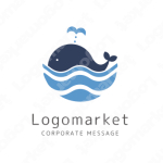 海・波と優しさとクジラのロゴ