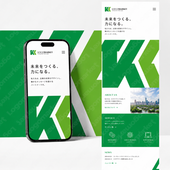 T、K、Kと発展と成長のロゴ