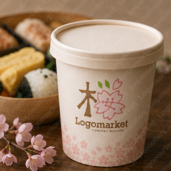 桜と漢字と和風のロゴ