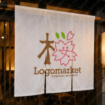 桜と漢字と和風のロゴ