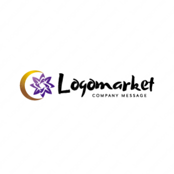 花と月と和風のロゴ