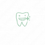 歯とキラキラと手書き風のロゴ