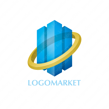 宝石とビルと建築のロゴ