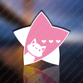 保護猫と星と桜のロゴ