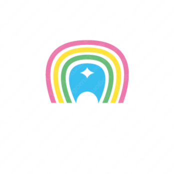 歯と虹色と幸福感のロゴ